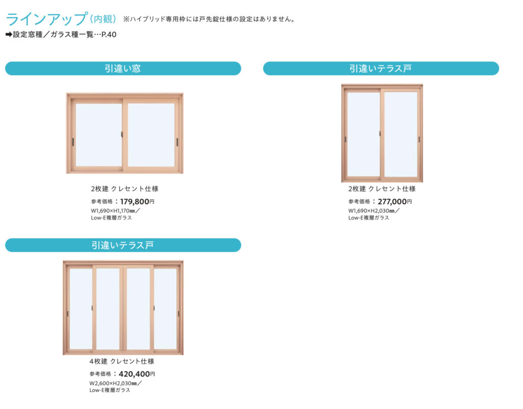 ラインアップは3種類。<br />
<br />
今回は引き違い4枚建てです。
