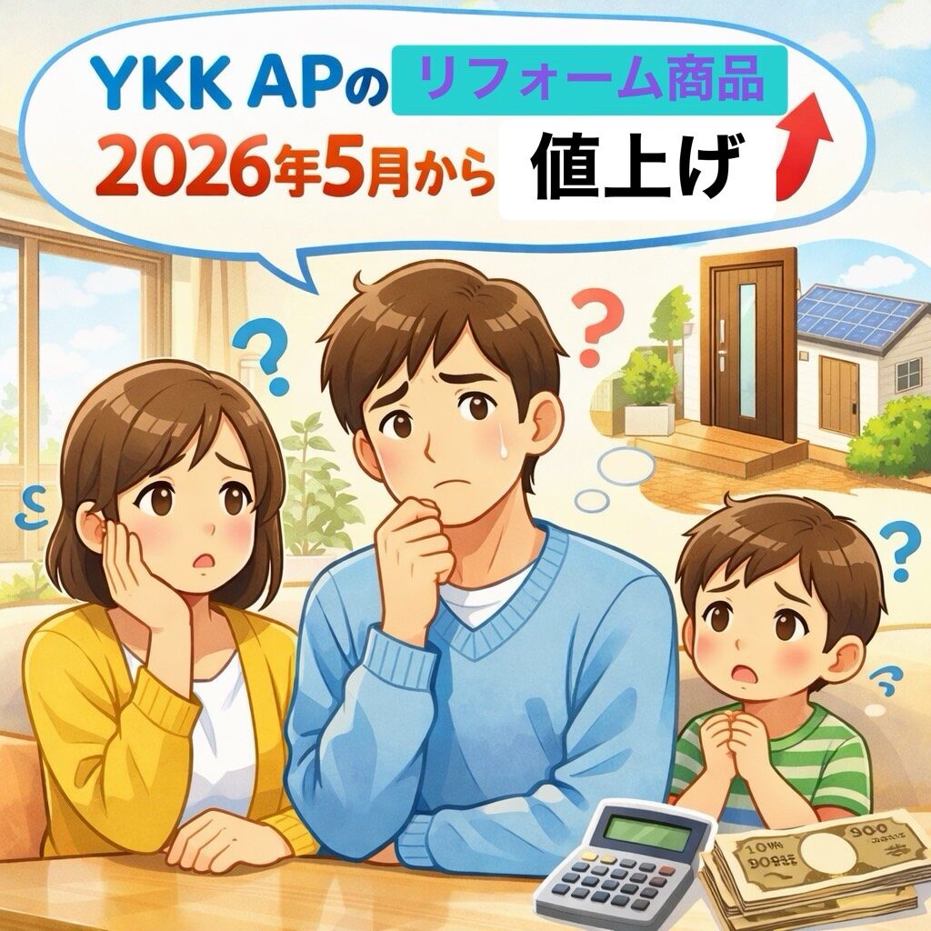YKKAPリフォーム商品、2026春から値上げのお知らせ😭